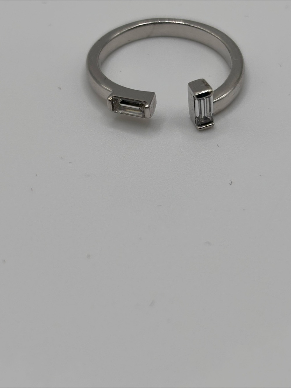 Open Baguette Accent Ring in Sterling Silver size 4 perfect pinky ring